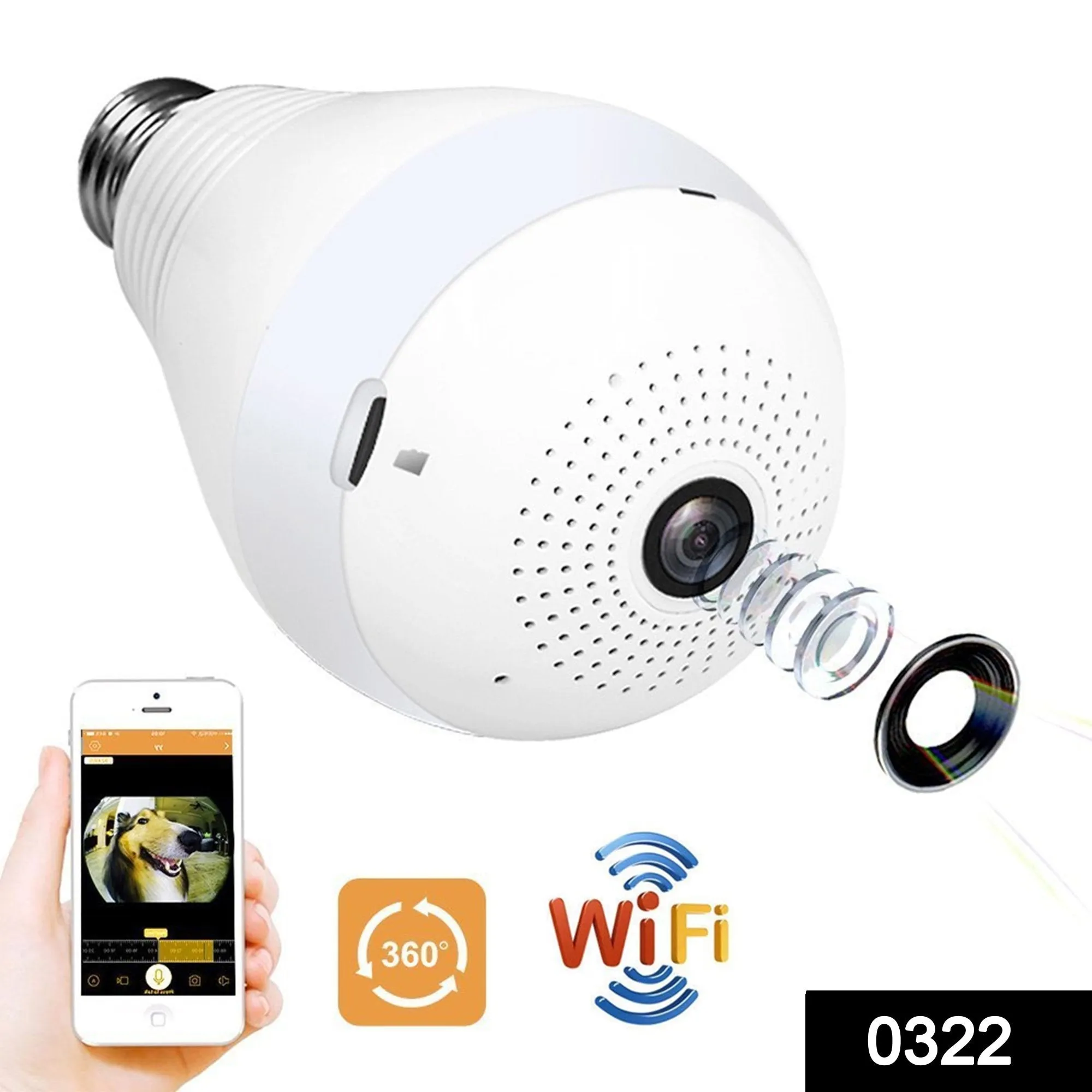 0323 Panoramic Camera Light Bulb (WiFi Wireless Smart spy Bulb)