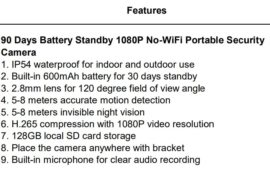 1080 PIR Battery Powered Security Camera