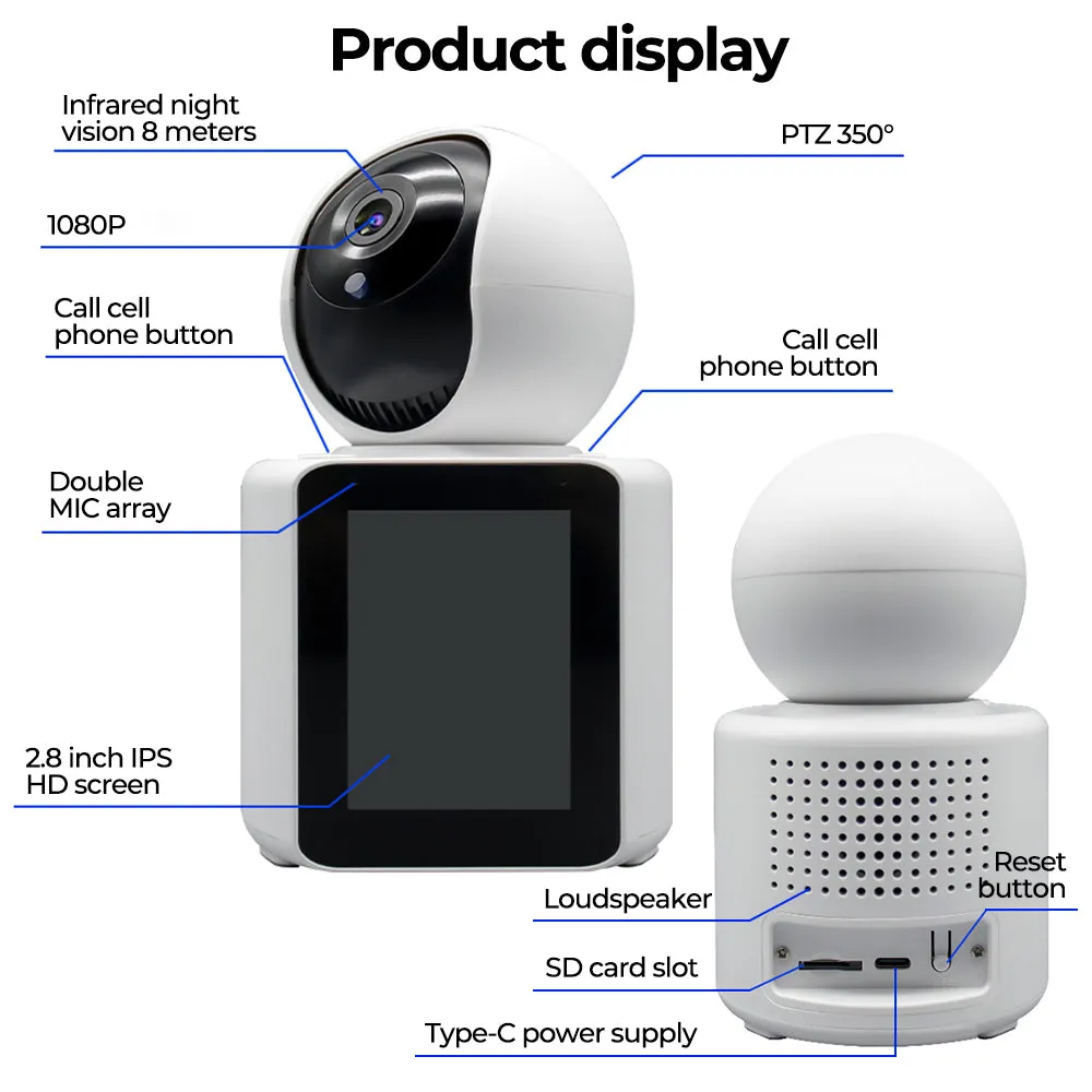 1080P HD Cctv Ai Two-Way Visual Surveillance Video Intercom Call Smart WIFI Baby Monitor Camera Wireless
