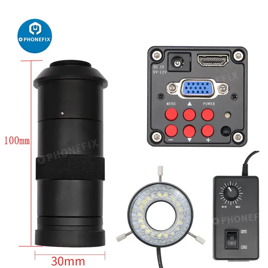 13MP Industrial Camera 130X Lens 40 LED Light Super Clamp Microscope Set