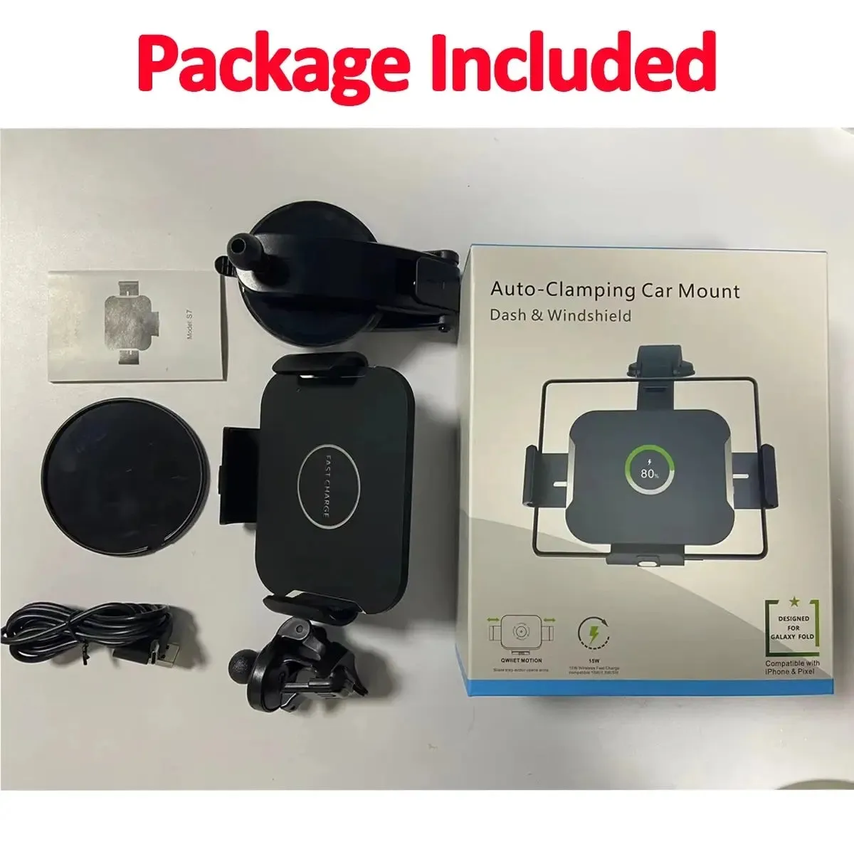 15W Car Wireless Charger Fast Charging Station Car Phone Holder For Samsung Galaxy Z Fold 4 3 2 iPhone 14 13 Pro Max Fold Screen