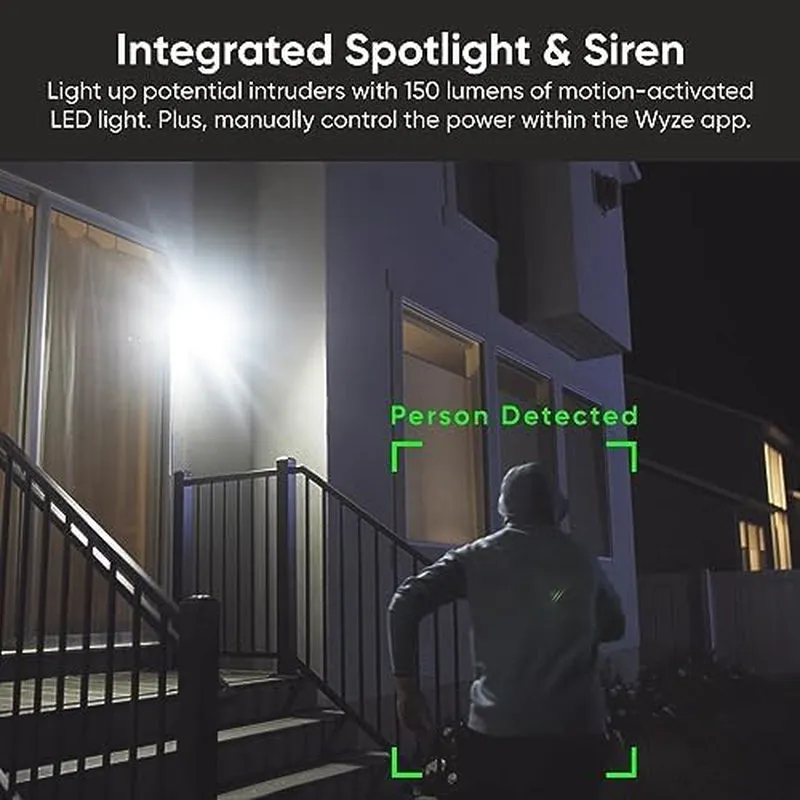 2K HDR Rechargeable Battery Outdoor/Indoor Security Camera, Color Night Vision, Integrated Spotlight & Siren, Wire Free, 2-Way Audio - White, 1-Pack
