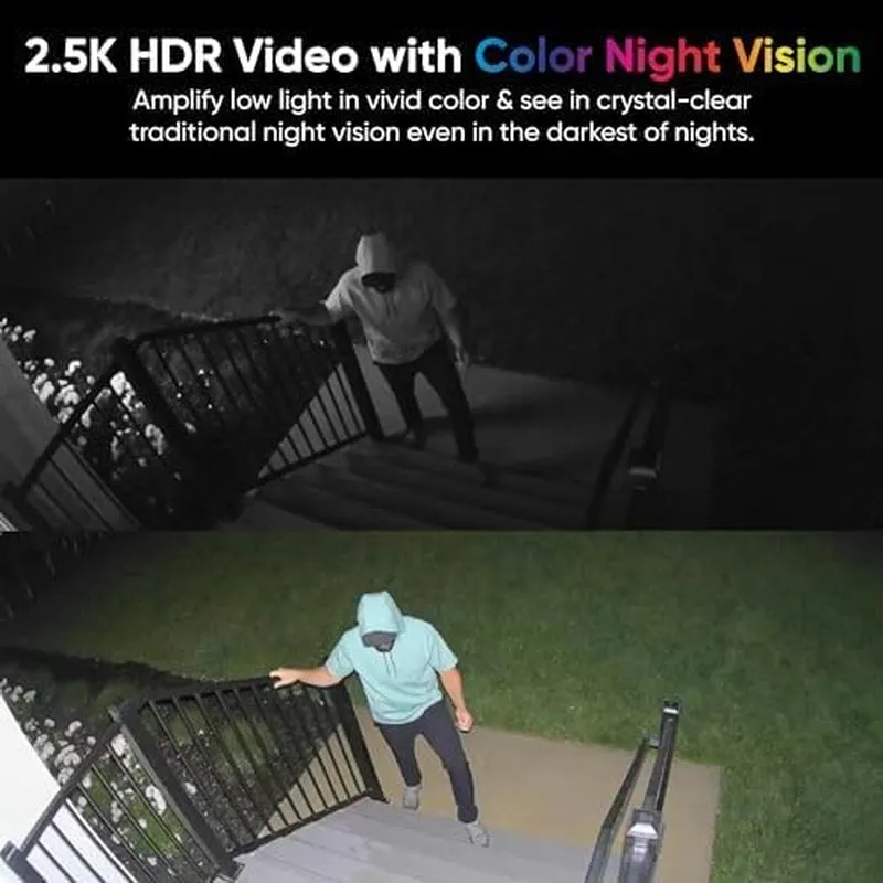 2K HDR Rechargeable Battery Outdoor/Indoor Security Camera, Color Night Vision, Integrated Spotlight & Siren, Wire Free, 2-Way Audio - White, 1-Pack