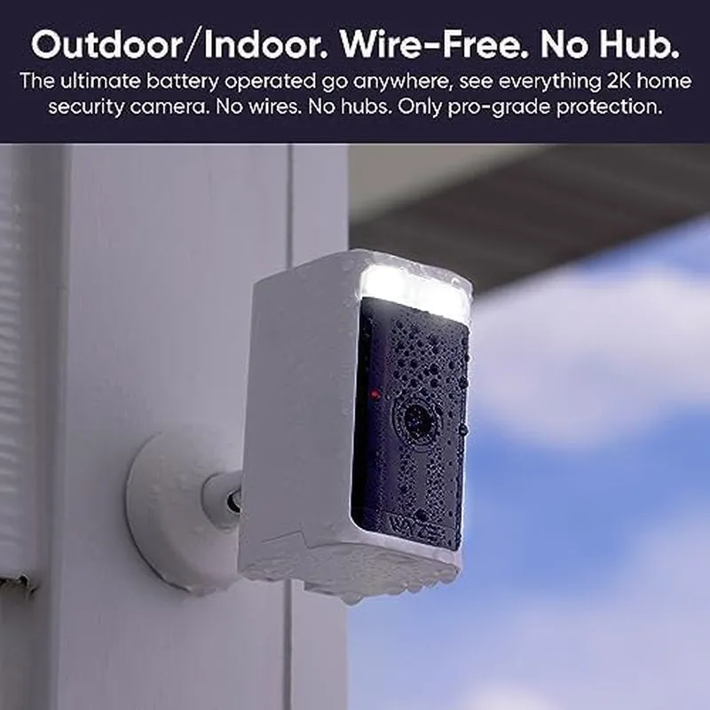 2K HDR Rechargeable Battery Outdoor/Indoor Security Camera, Color Night Vision, Integrated Spotlight & Siren, Wire Free, 2-Way Audio - White, 1-Pack