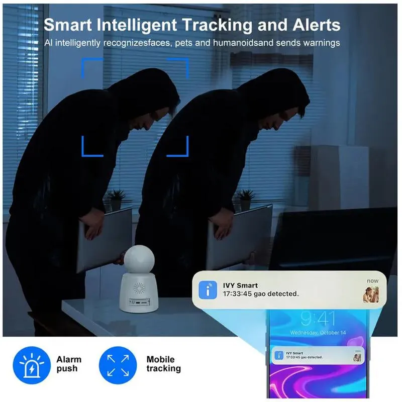 2K Video Call Security Camera Indoor, Nanny Monitor Pet Camera,Two-Way Video,One-Touch Phone Call,360-Degree View Wifi Camera for Home Security, Motion Tracking, IR Night Vision
