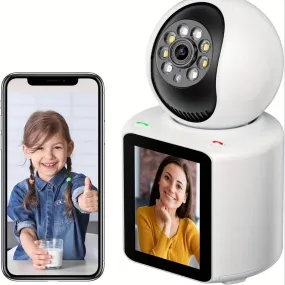 2K Video Call Security Camera Indoor, Nanny Monitor Pet Camera,Two-Way Video,One-Touch Phone Call,360-Degree View Wifi Camera for Home Security, Motion Tracking, IR Night Vision