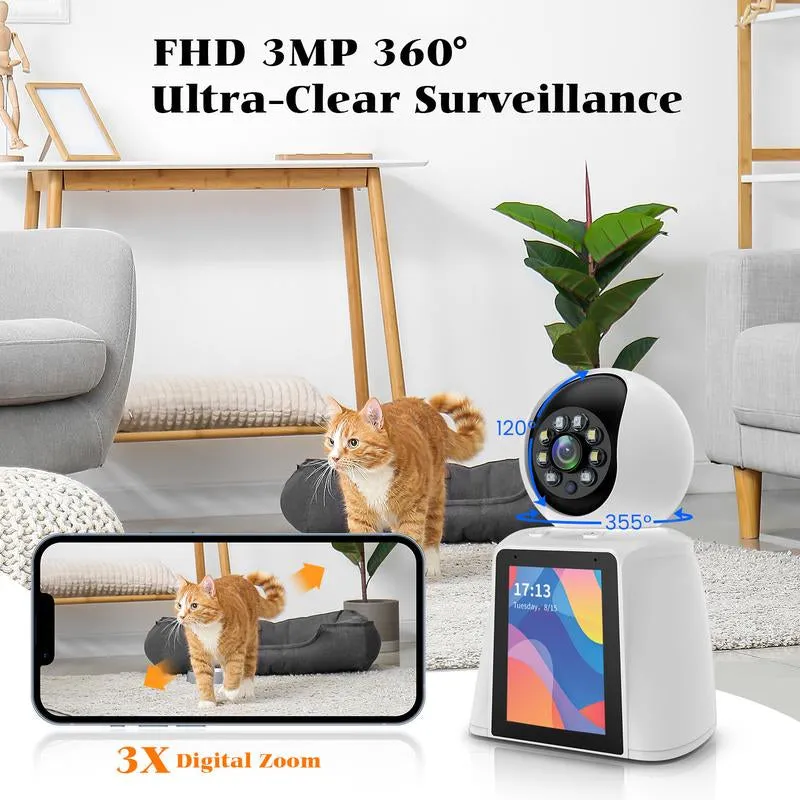 2K Video Call Security Camera Indoor, Nanny Monitor Pet Camera,Two-Way Video,One-Touch Phone Call,360-Degree View Wifi Camera for Home Security, Motion Tracking, IR Night Vision