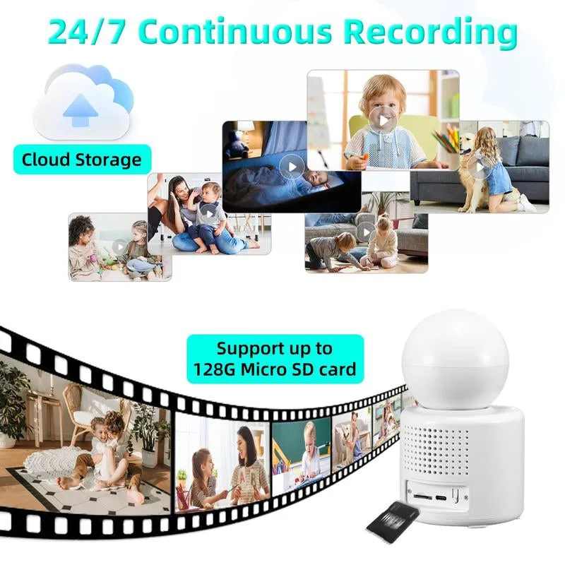 2K Video Call Security Camera Indoor, Nanny Monitor Pet Camera,Two-Way Video,One-Touch Phone Call,360-Degree View Wifi Camera for Home Security, Motion Tracking, IR Night Vision