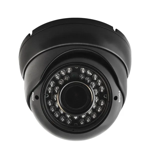 2MP HD TVI 1080P Motorized Zoom Armored Dome Surveillance Camera - Vari-Focal, Black