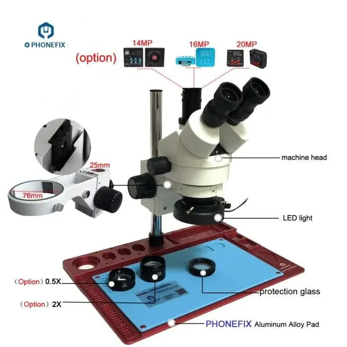 3.5X-90X Trinocular Microscope with aluminum alloy Soldering Pad