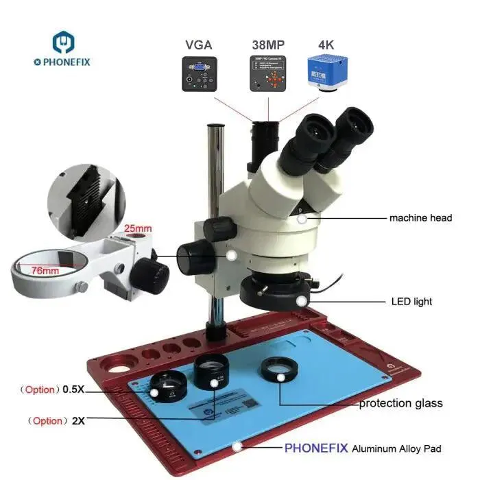 3.5X-90X Trinocular Microscope with aluminum alloy Soldering Pad