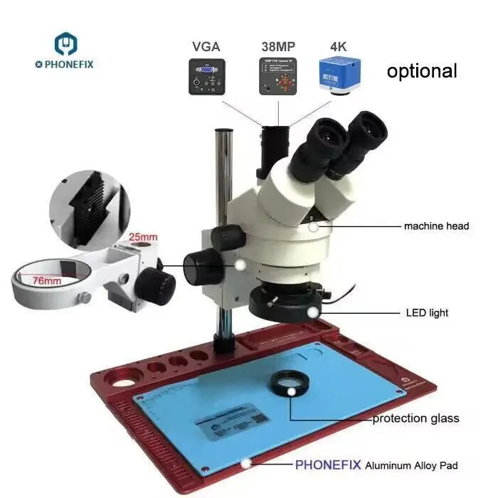 3.5X-90X Trinocular Microscope with aluminum alloy Soldering Pad