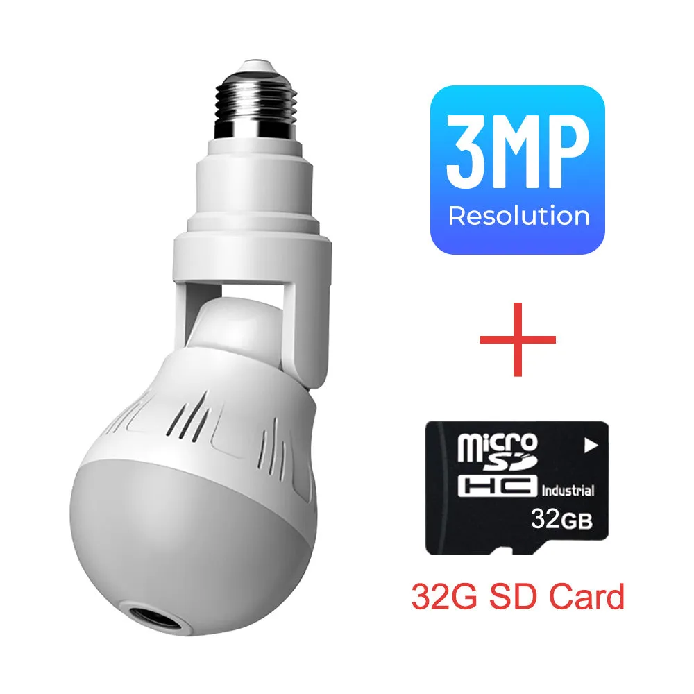 360 Wifi Panorama Camera Lamp 3MP Panoramisch Night Vision Two Way Audio Home Security Video Surveillance Fisheye Lamp Wifi Camera