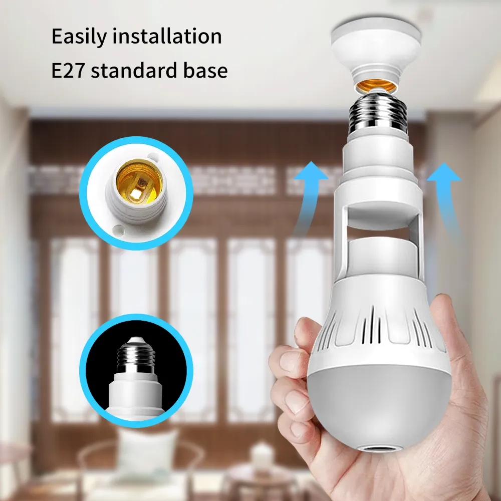 360 Wifi Panorama Camera Lamp 3MP Panoramisch Night Vision Two Way Audio Home Security Video Surveillance Fisheye Lamp Wifi Camera