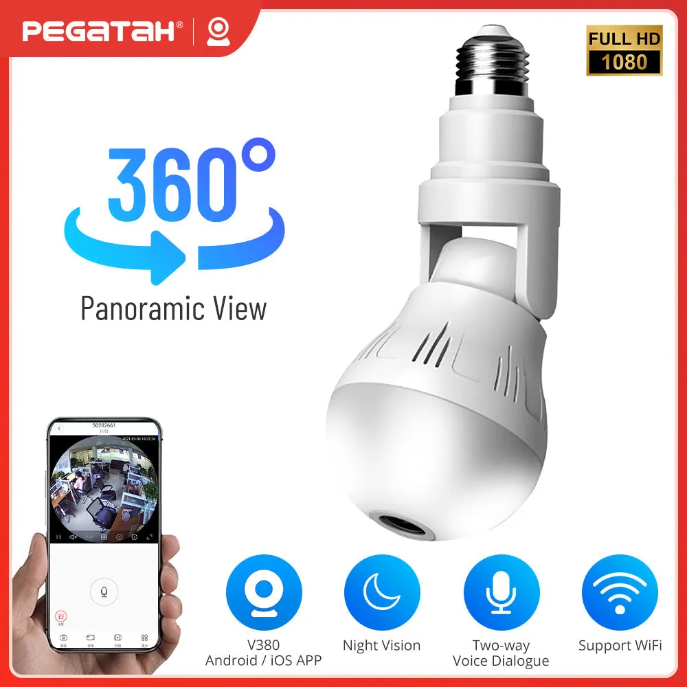 360 Wifi Panorama Camera Lamp 3MP Panoramisch Night Vision Two Way Audio Home Security Video Surveillance Fisheye Lamp Wifi Camera