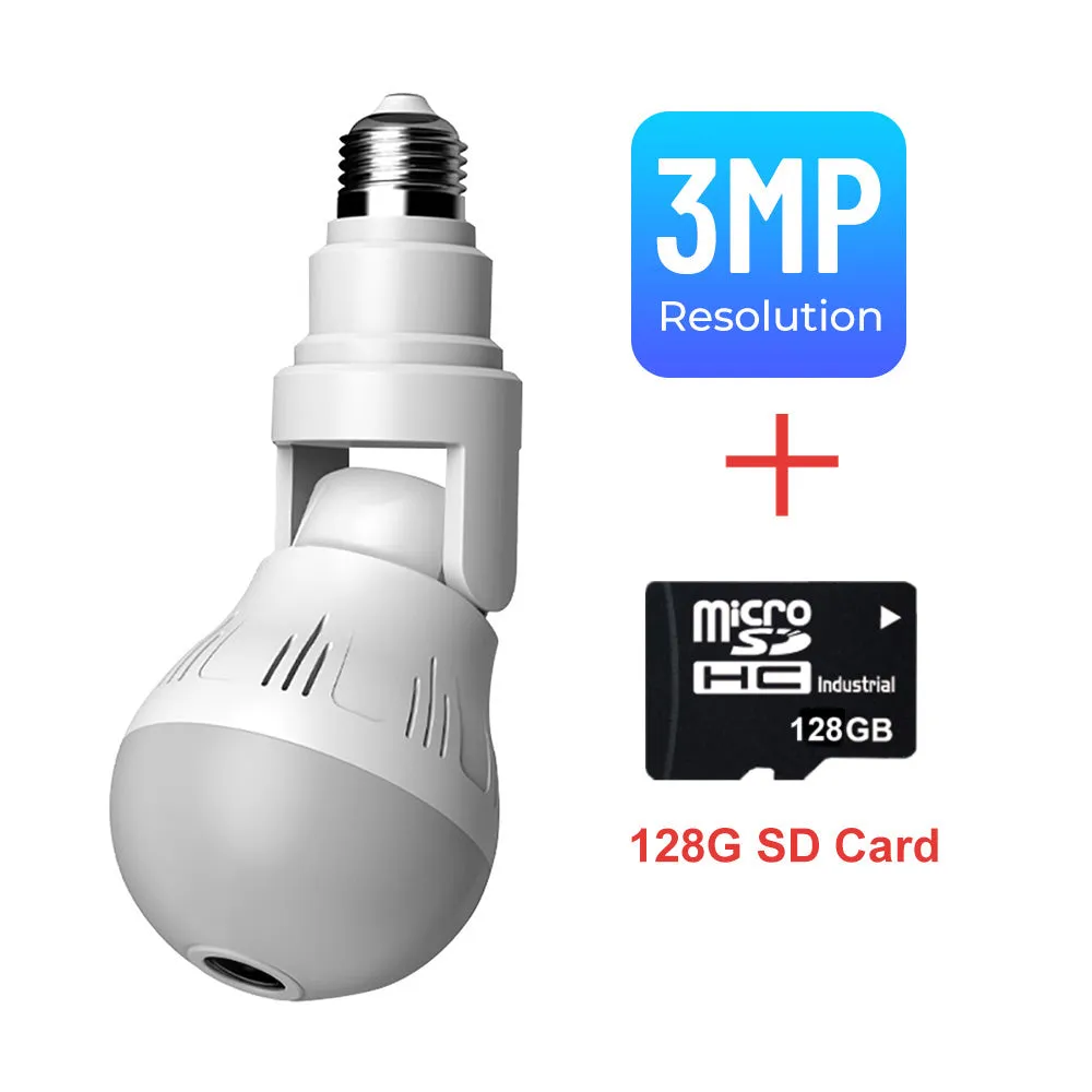 360 Wifi Panorama Camera Lamp 3MP Panoramisch Night Vision Two Way Audio Home Security Video Surveillance Fisheye Lamp Wifi Camera