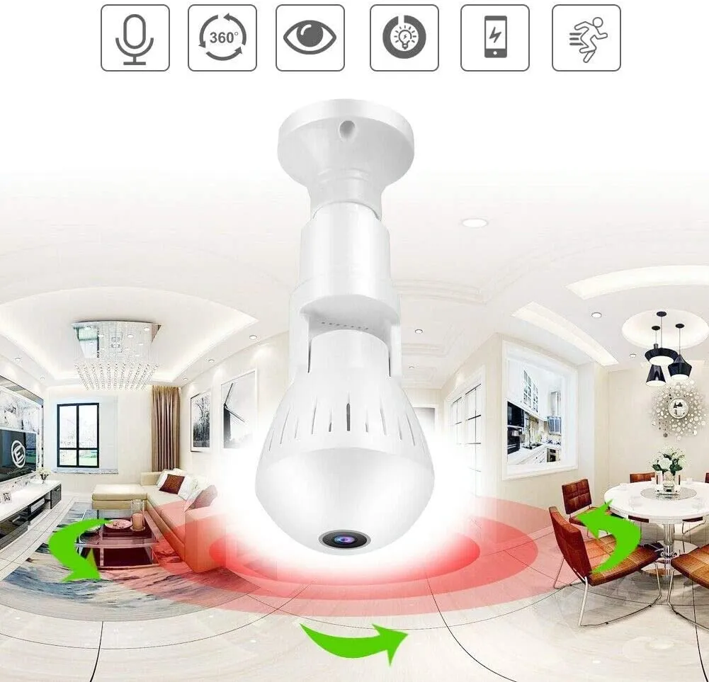 360 Wifi Panorama Camera Lamp 3MP Panoramisch Night Vision Two Way Audio Home Security Video Surveillance Fisheye Lamp Wifi Camera