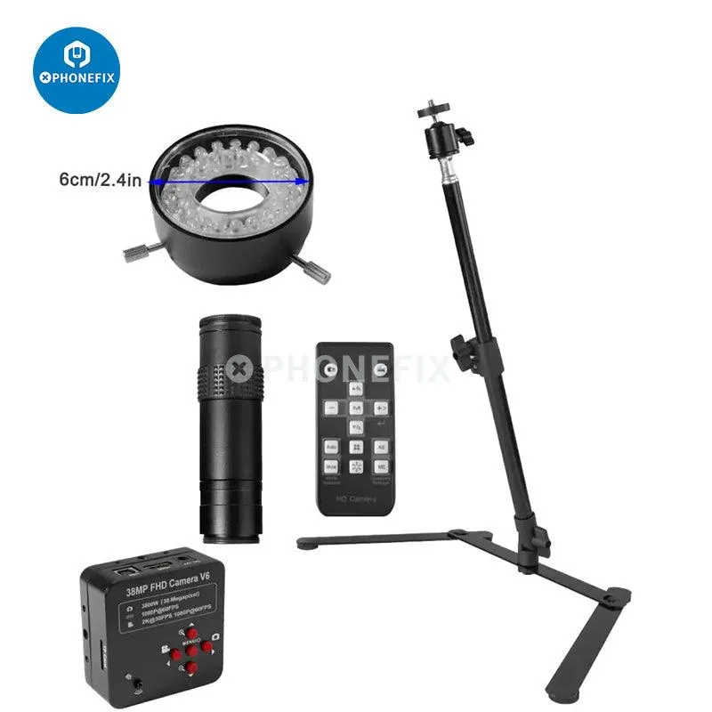 38MP Digital Industrial Camera HDMI USB Microscope Stand CPU Repair