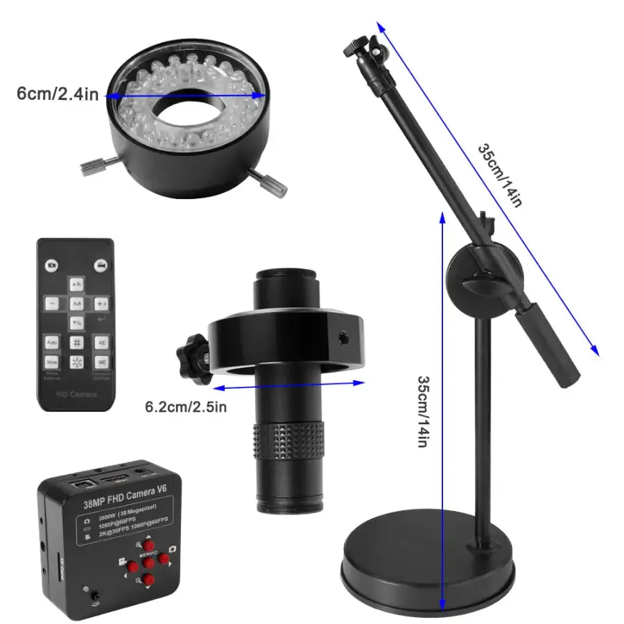 High-Resolution 38MP HDMI 1080P USB Industrial Microscope for SMD Soldering