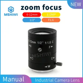 3MP 6-12mm Varifocal Len Aperture F1.6 C-Mount For 1/1.2" Sensor