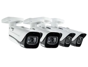 4K (8MP) Ultra HD Outdoor Metal Security Cameras with Audio & 150ft Color Night Vision (4-Pack)