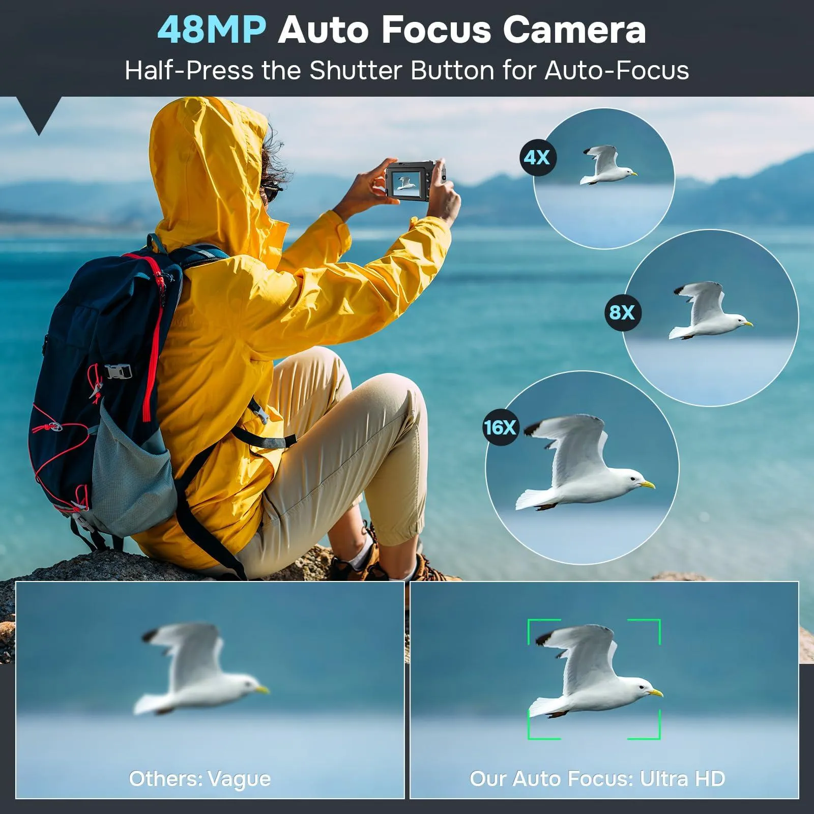 4K Digital Camera for Photography Autofocus, Upgraded 48MP Vlogging.