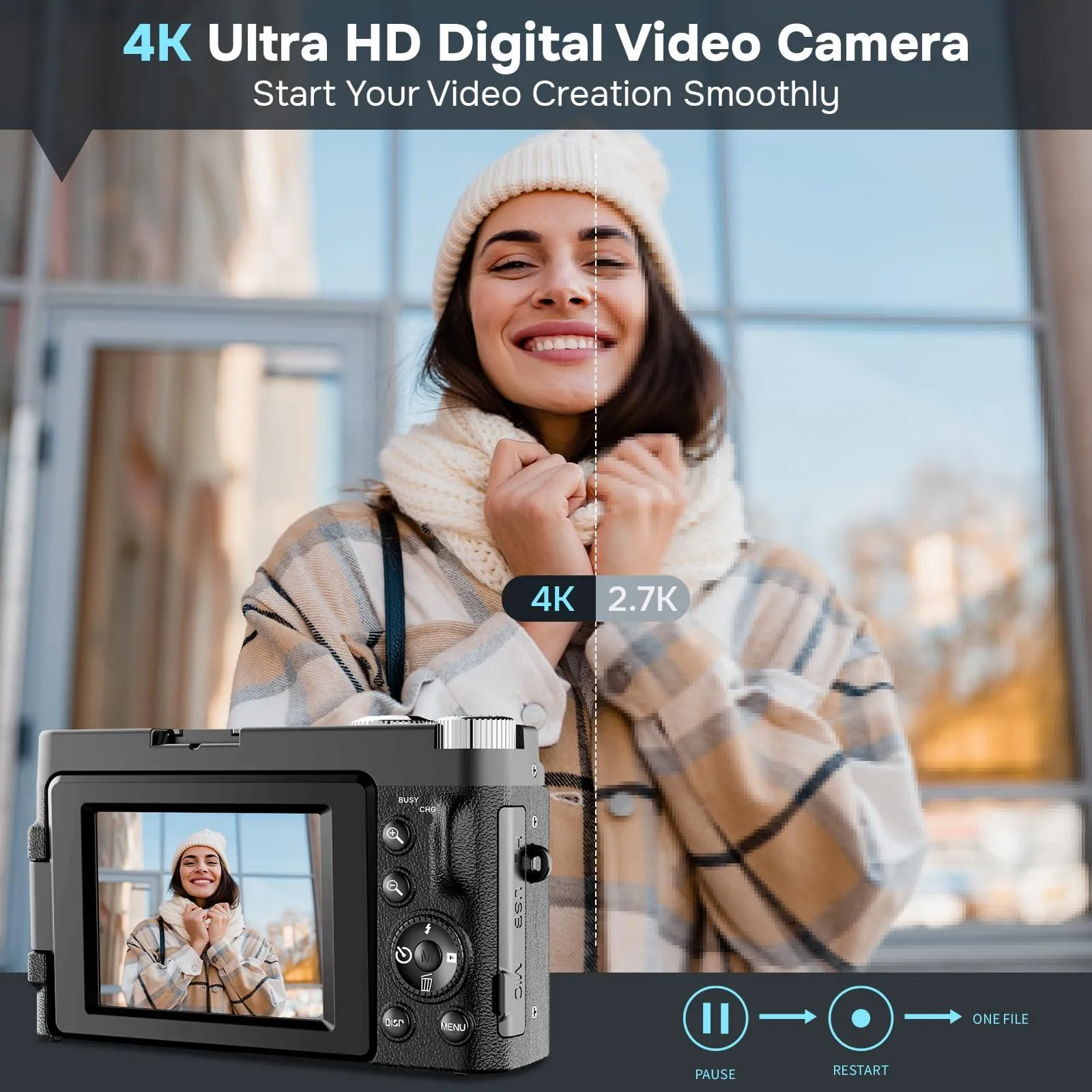 4K Digital Camera for Photography Autofocus, Upgraded 48MP Vlogging.