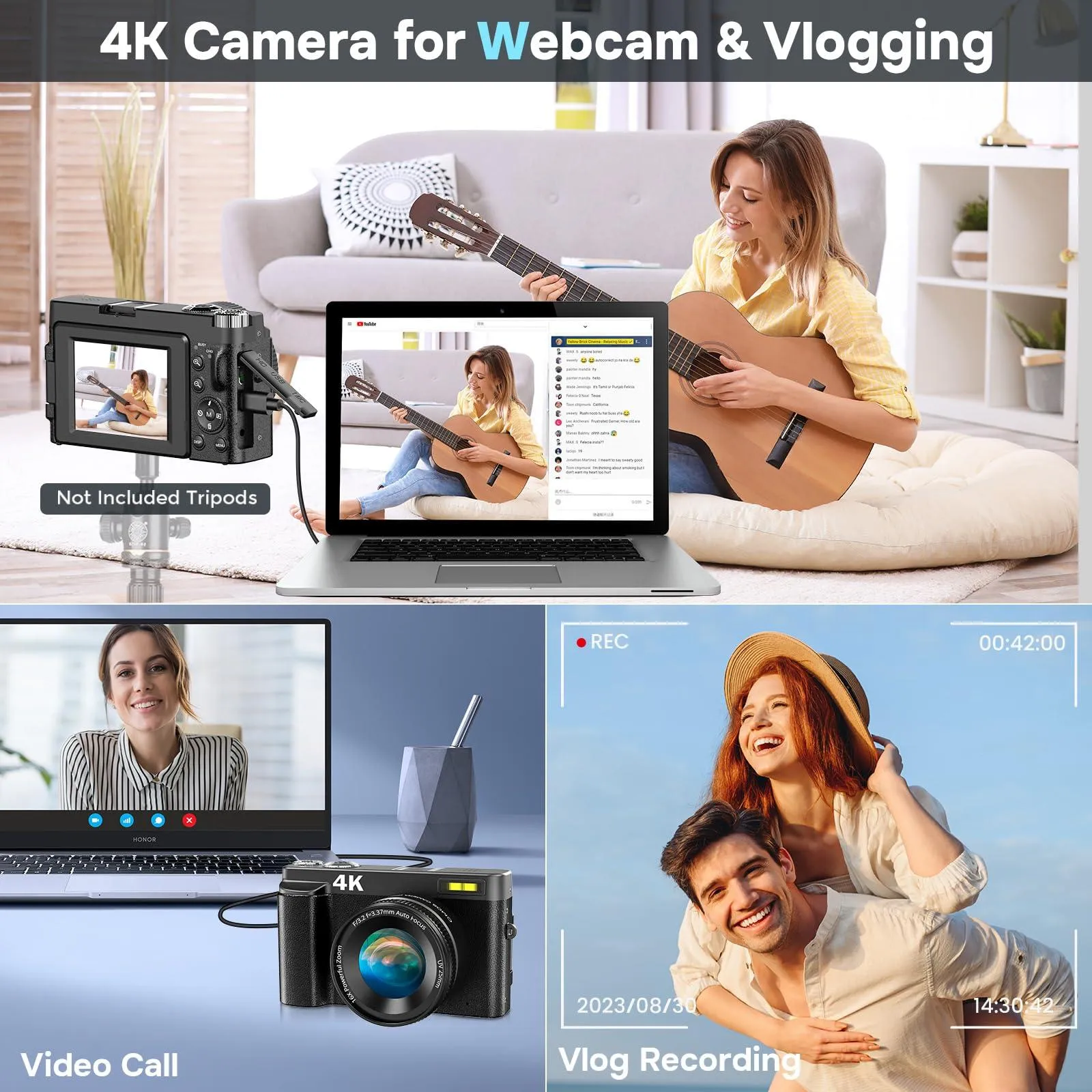 4K Digital Camera for Photography Autofocus, Upgraded 48MP Vlogging.
