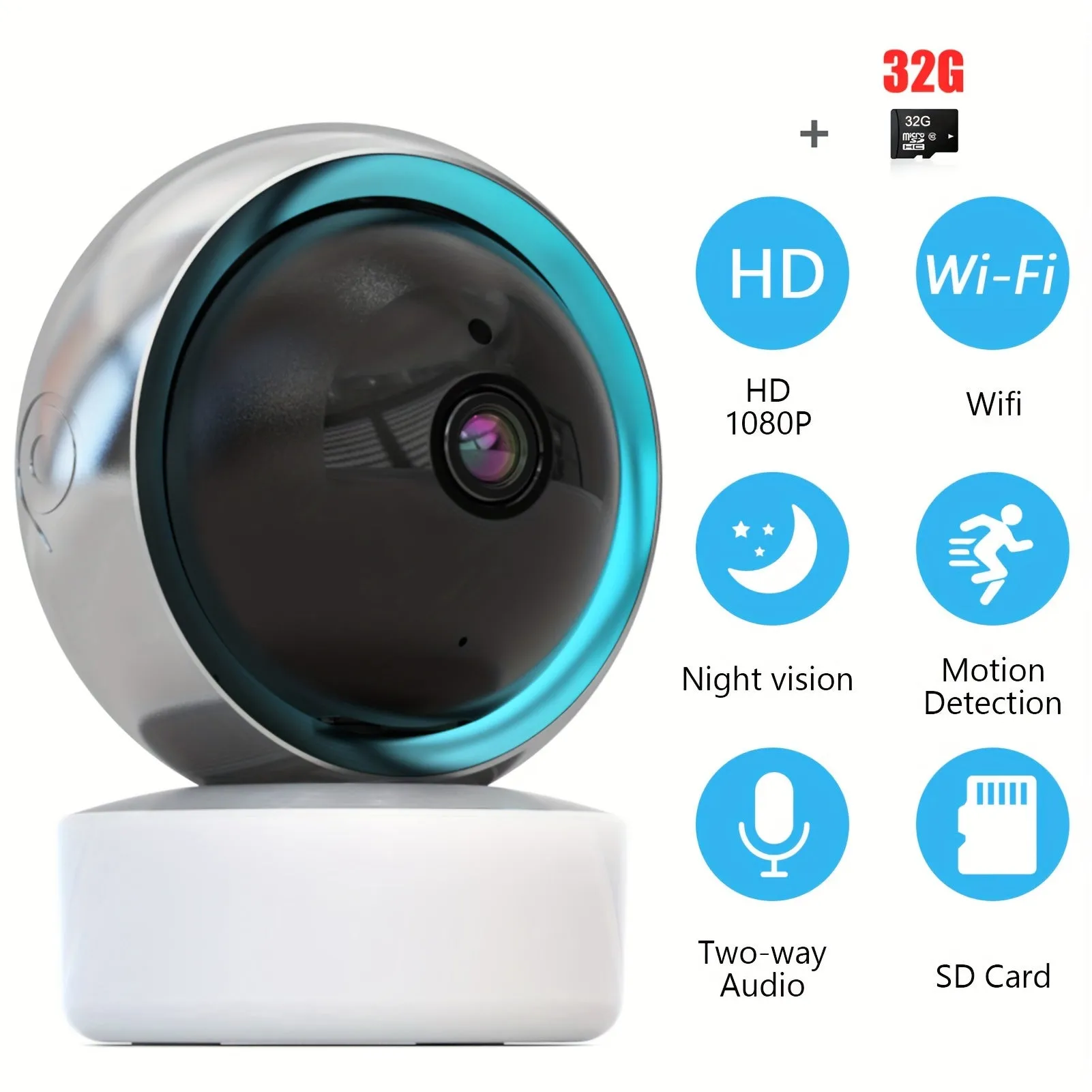 5G Smart Wireless WiFi Home Camera - 360° Rotation, HD Infrared Night Vision, Two-way Voice Intercom & Mobile Phone Remote Control
