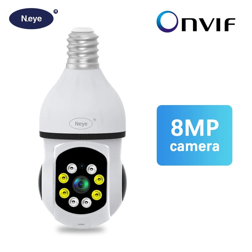 8MP 4K WiFi Panoramic Light Bulb Camera with 360-Degree View for Home Surveillance and Security