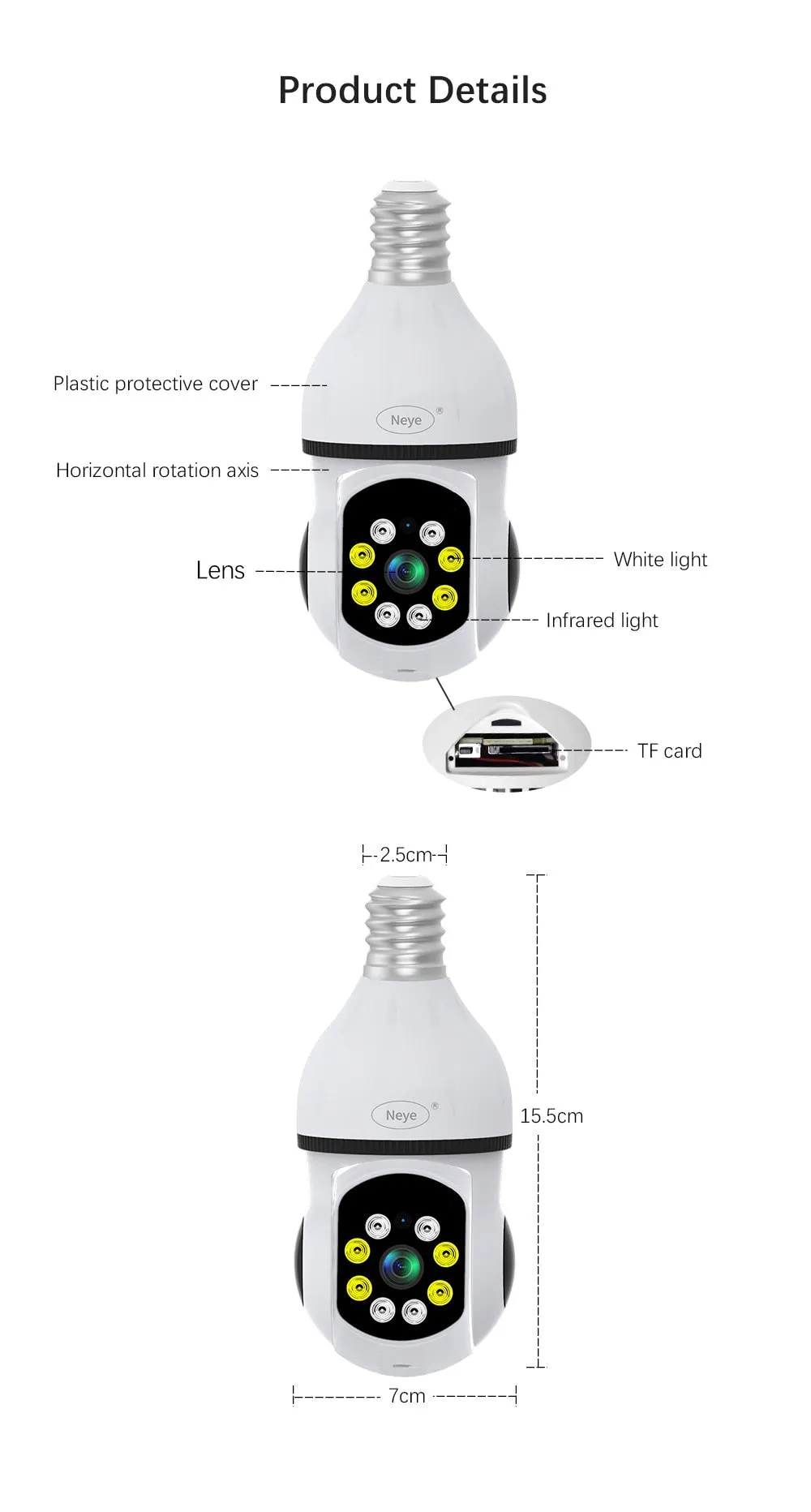 8MP 4K WiFi Panoramic Light Bulb Camera with 360-Degree View for Home Surveillance and Security