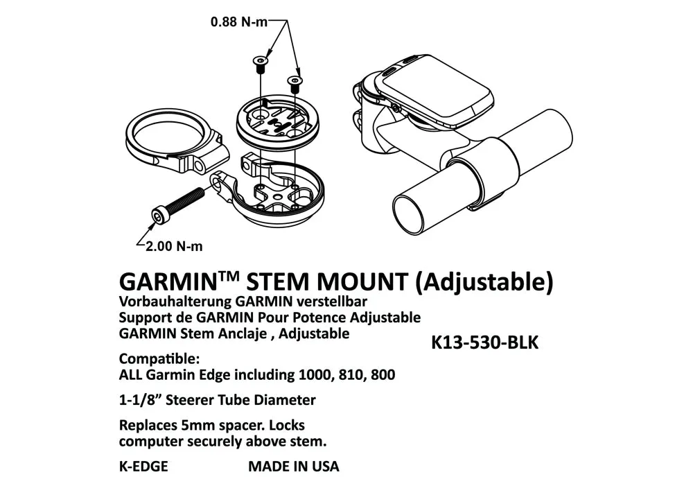 Adjustable Garmin Stem Mount
