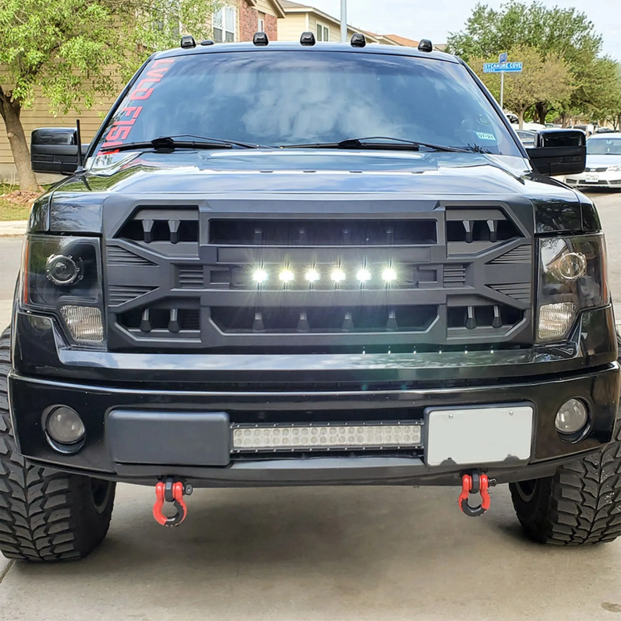 AMERICAN MODIFIED Armor Grille with Off Road Lights for 2009-2014 Ford F150