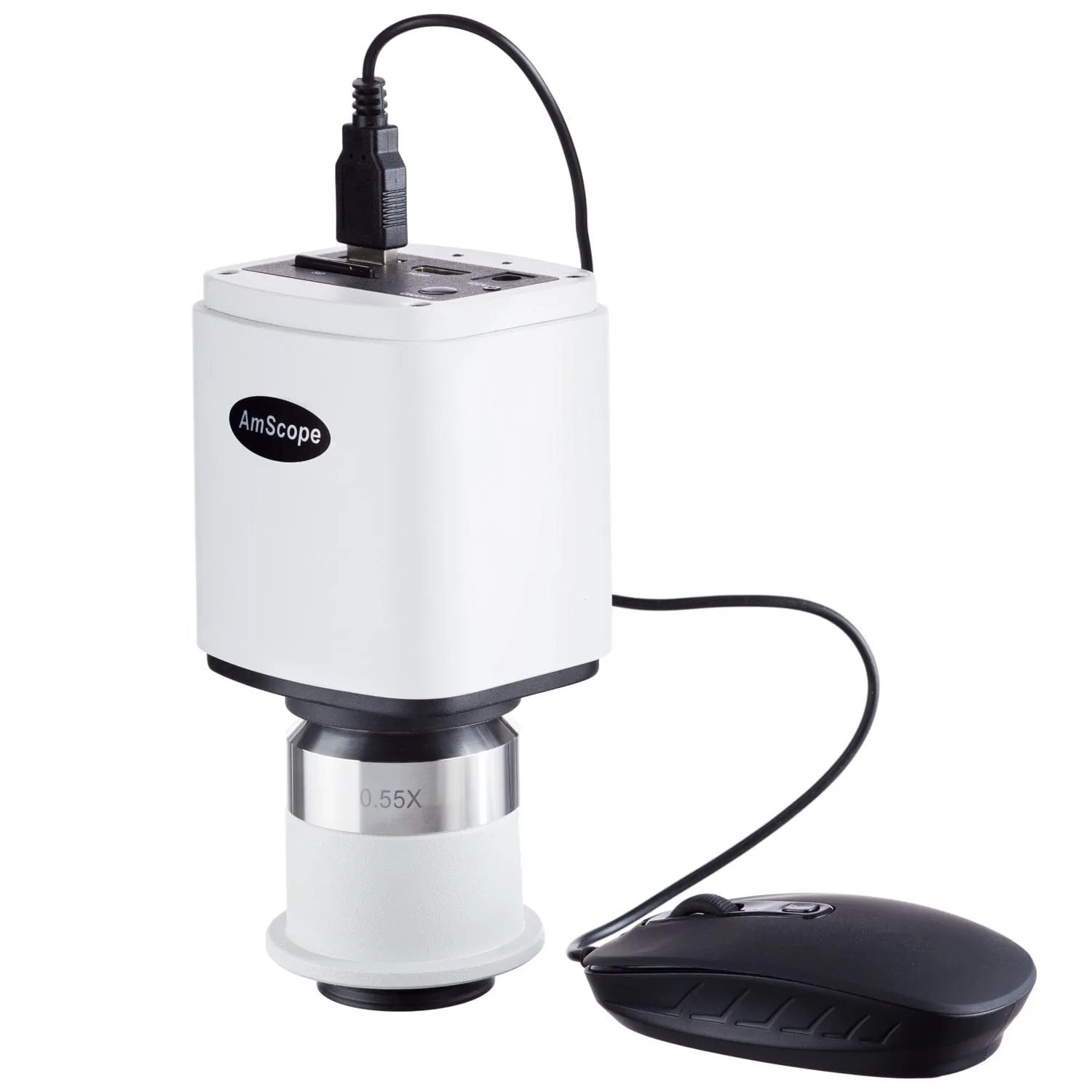 AmScope HD Series 1080p 60fps 2MP HDMI High-sensitivity Color CMOS C-mount Microscope Camera with 0.55X Adapter for Nikon Microscopes for Stand-alone and PC Imaging