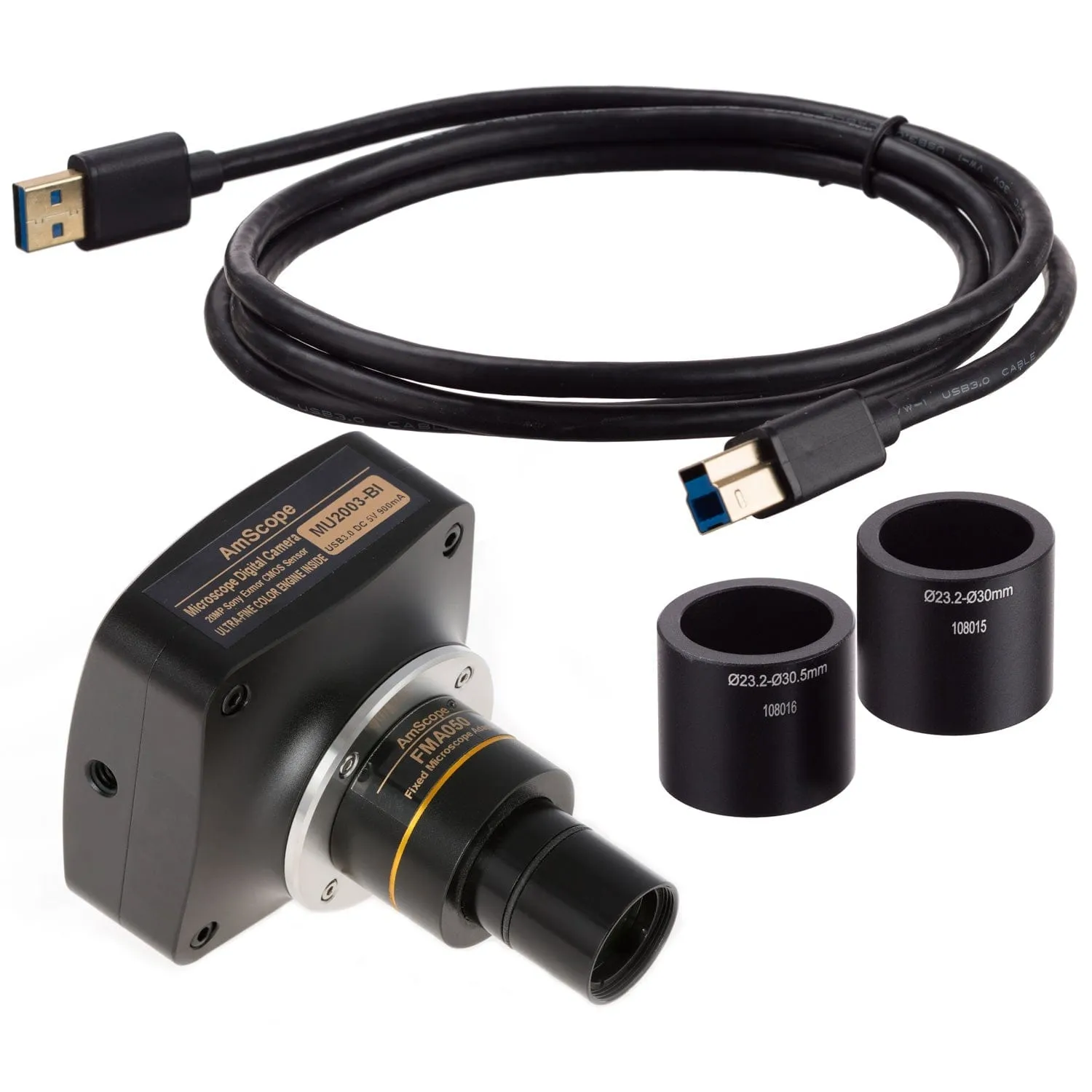 AmScope SM-3 Series Simul-Focal Zoom Trinocular Stereo Microscope with 150W Halogen Ring Light and Optional Digital Camera on Single Arm Boom Stand