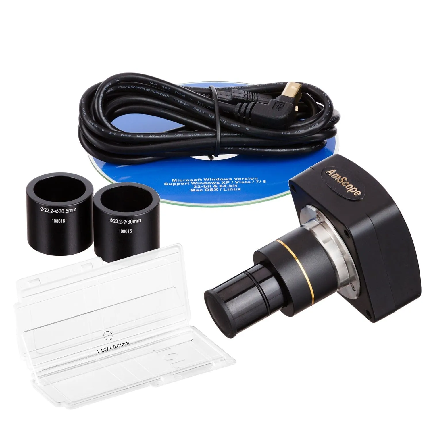 AmScope SM-3 Series Simul-Focal Zoom Trinocular Stereo Microscope with 150W Halogen Ring Light and Optional Digital Camera on Single Arm Boom Stand