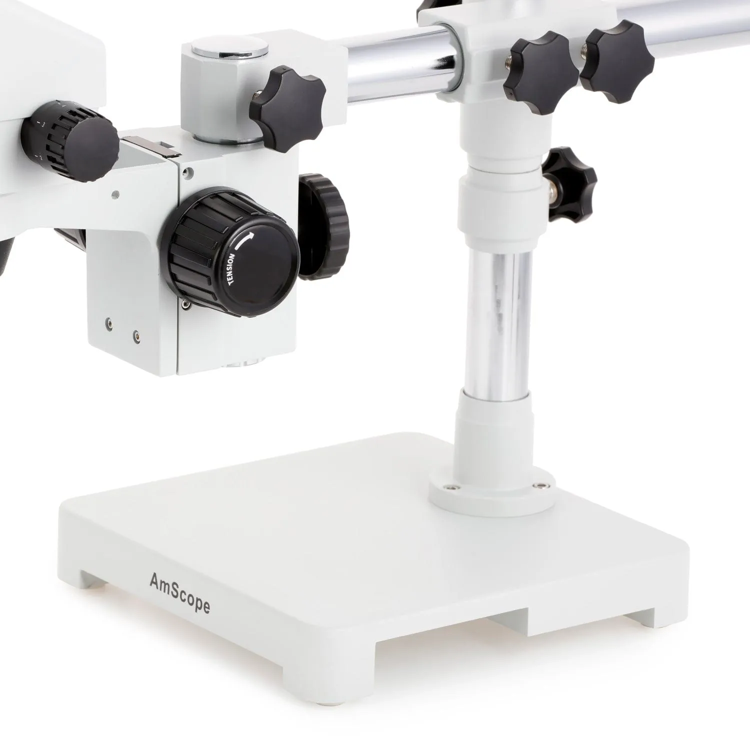 AmScope SM-3 Series Zoom Trinocular Stereo Microscope with 64 LED Compact Ring Light and Auto Focus Camera on Single Arm Boom Stand