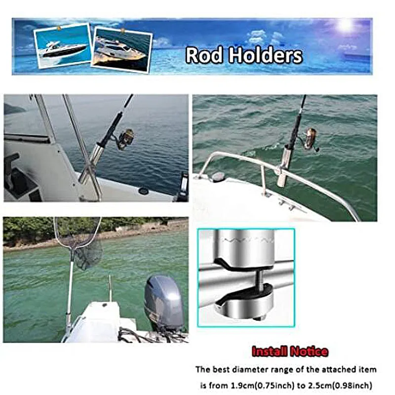 AMYSPORTS 2-4 PCS Rail Mount Rod/ Boat Clamp Holders