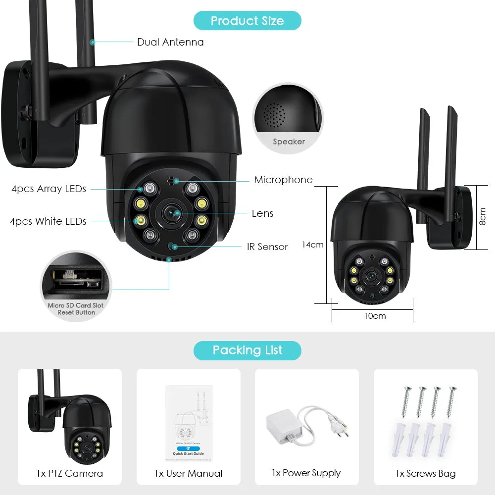 Anbiux 8MP 4K Ip Camera 5MP Speed Dome Auto Tracking Ptz Camera Smart Home Outdoor Draadloze Wifi Camera Surveillance monitor
