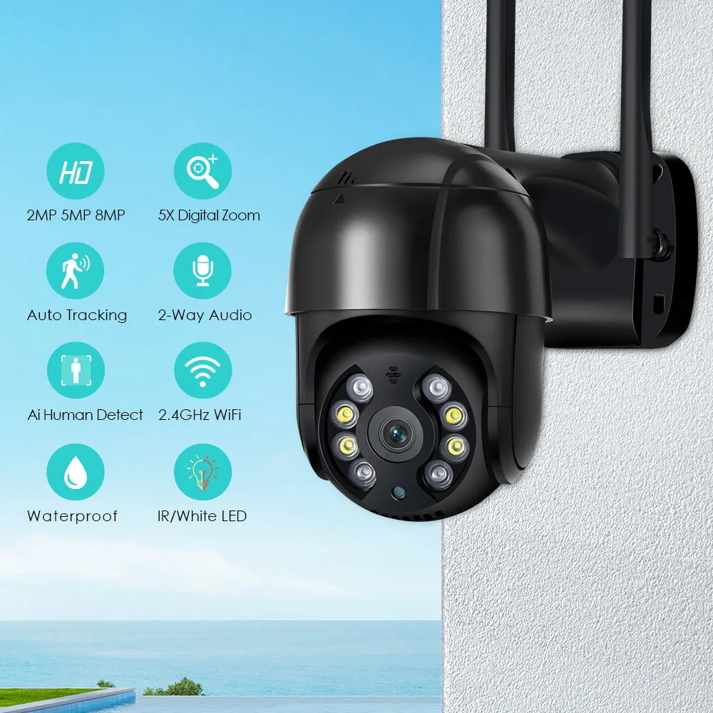 Anbiux 8MP 4K Ip Camera 5MP Speed Dome Auto Tracking Ptz Camera Smart Home Outdoor Draadloze Wifi Camera Surveillance monitor