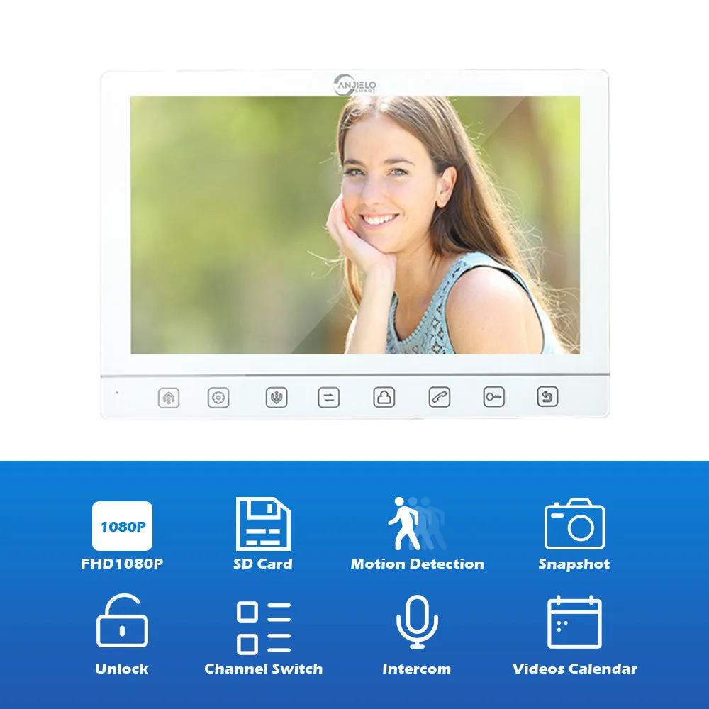 Anjielo Smart 7 inch Monitor With Night Vision Motion detection Doorbell Camera Video Intercom For home