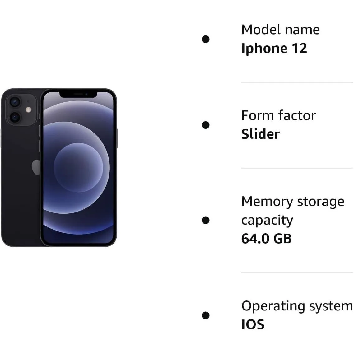 Apple IPhone 12 5G 64GB, Black - Unlocked