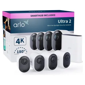Arlo Ultra 2 4K UHD Wireless Outdoor Security Camera System – 4 Cam Kit, 6-Month Battery, Night Vision, Weatherproof