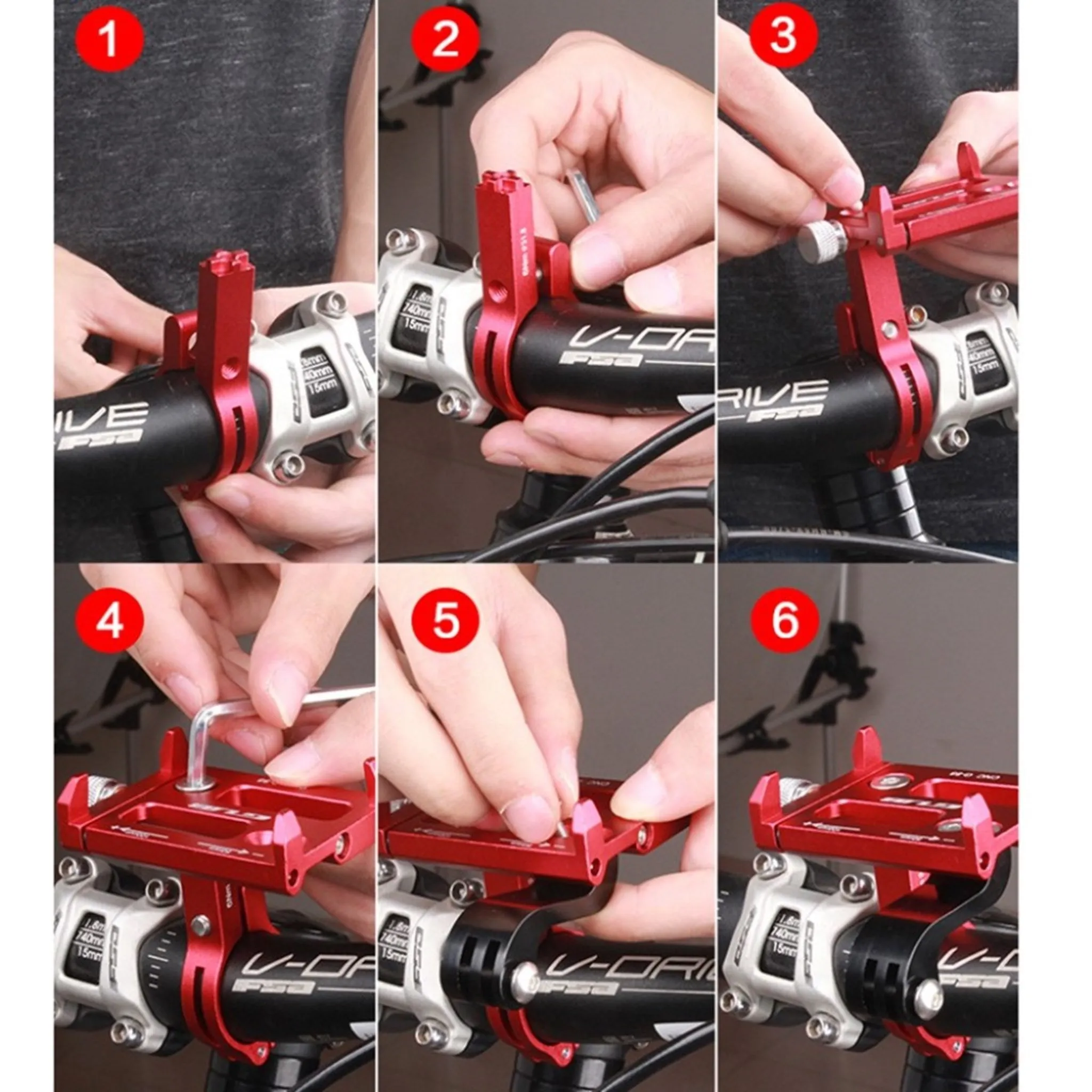 AT758 GUB-88 Universal aluminum bike handlebar mount - Red
