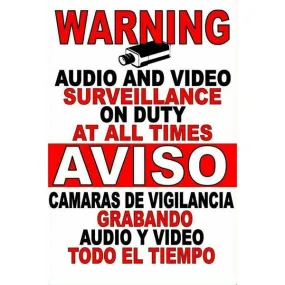Audio & Video Surveillance CCTV Security Sign, Plastic