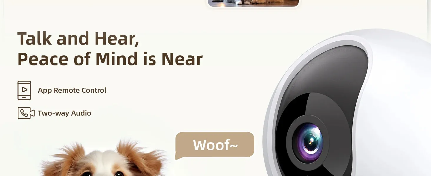 Blurams 2.4GHz WiFi Indoor Camera, 2K, 360° PTZ Pet Dog IP CCTV Camera with Phone App, 2-Way Talk, Night Vision, for Home Securi