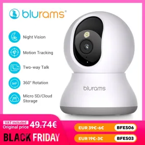 Blurams 2.4GHz WiFi Indoor Camera, 2K, 360° PTZ Pet Dog IP CCTV Camera with Phone App, 2-Way Talk, Night Vision, for Home Securi