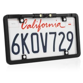 BOYO VTL375LTJ - Ultra Slim Full-Frame License Plate Backup Camera with Active Parking Lines and LED Lights (Black)