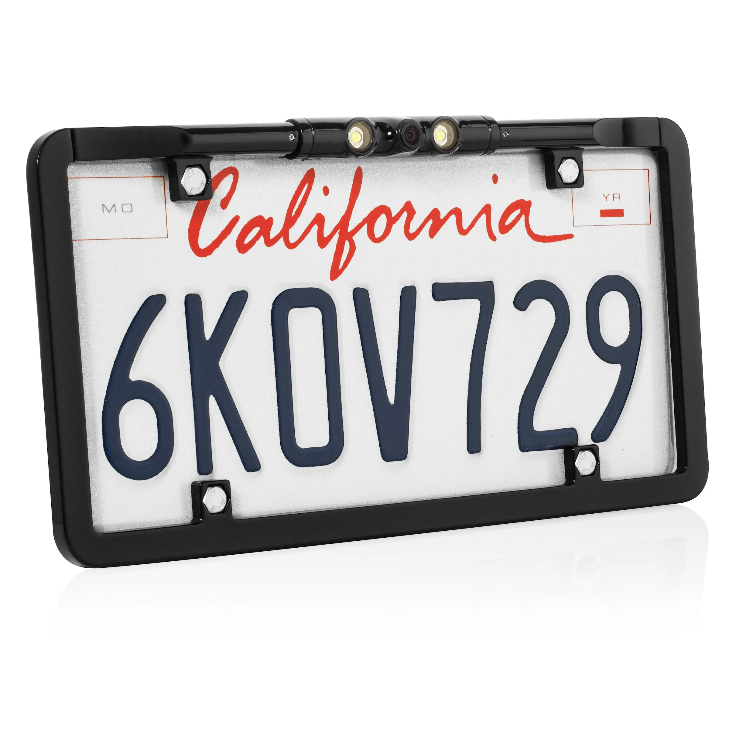 BOYO VTL375LTJ - Ultra Slim Full-Frame License Plate Backup Camera with Active Parking Lines and LED Lights (Black)