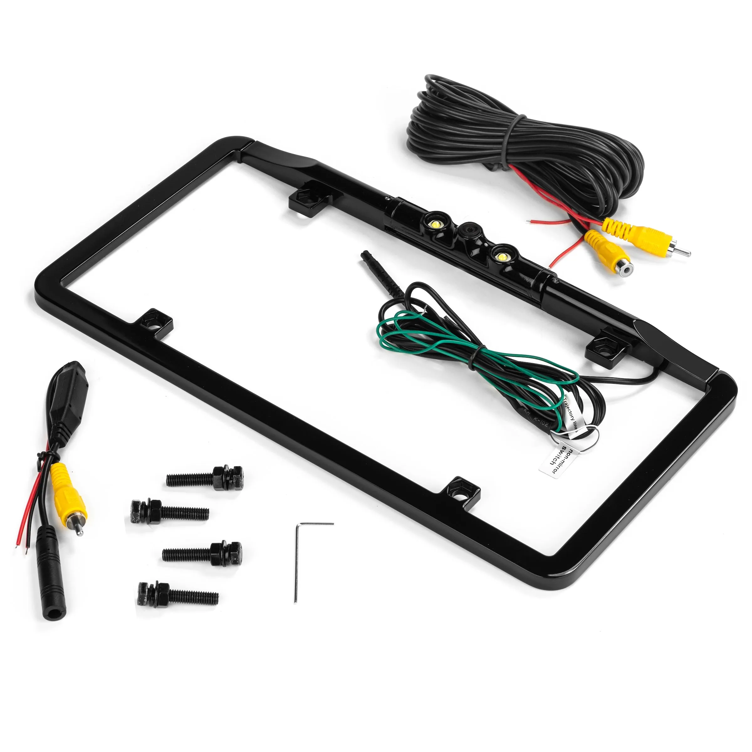 BOYO VTL375LTJ - Ultra Slim Full-Frame License Plate Backup Camera with Active Parking Lines and LED Lights (Black)